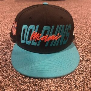 NFL Miami Dolphins Black and Teal Cap